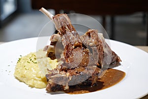 Lambchops served with mashed potato