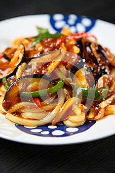 Mabo Eggplant On Udon Noodle