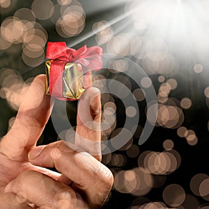 man holding gift box