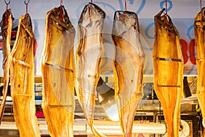 Close up shot of many dried fish selling in the Nanmen Market
