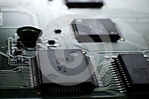 Close up shot memory board with SMD chip