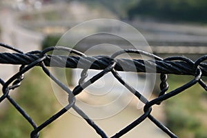 Close up shot of a metal fence