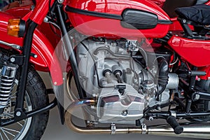 Close up shot motorcycle engine