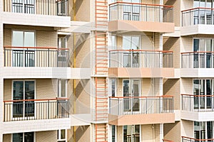 Close up shot for  a new residential building with Geometric patterned balconies