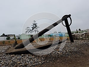 Close up shot of an old  rusty anchor