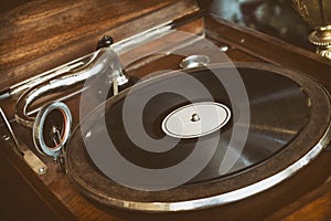 Old Vintage Record Player Phonograph