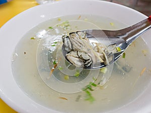 Close up shot of Oyster soup