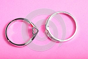 Close up shot of pair engagement /  mariage rings isolated