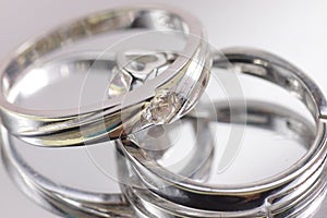 Close up shot of pair engagement /  mariage rings isolated