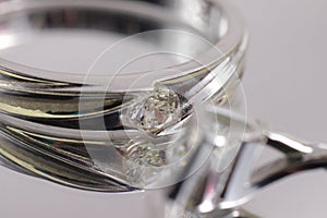 Close up shot of pair engagement /  mariage rings  photo