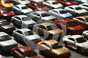 Close up shot of parked cars