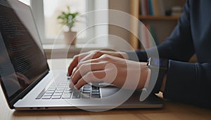 Coding on Laptop at Desk