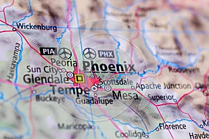 Phoenix, Arizona on map photo