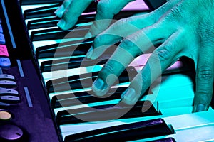 Close up shot of a piano at a party photo