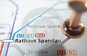 Close up shot of a pin on the map of Germany - concept of traveling