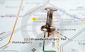 Close up shot of a pin on the map of Germany - concept of traveling