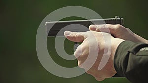 Close-up shot of a pistol