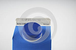 Close up shot for plastic packaging with expire date.