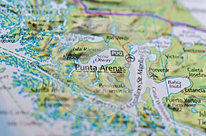 Punta Arenas on map photo