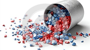 red and blue crystals spilling