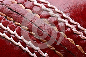 Close up shot of a red cricket ball