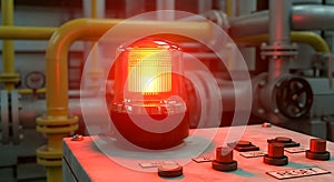 Red Warning Light on Industrial Control Panel