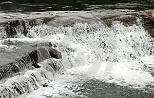 Close up shot of a rushing stream in forest creek