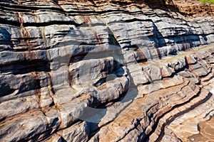 close-up shot of sedimentary rock layers