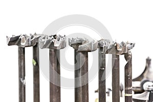 End milling cutters on white background