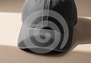 Gray Baseball Cap on Beige Background