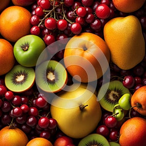 a close-up shot of some fruits, including apples and oranges