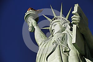 Close-up shot of the Statue of Liberty