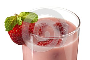 Close up shot of strawberry milkshake