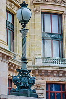 Close up shot of street lamps detail in Paris
