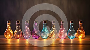 close-up shot of a string of fairy Christmas lights with various colors, capturing the delicate glow of each bulb