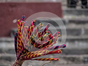 Close-up shot of traditional Mexican hand-crafted toy known as `atrapa-novios` in San Miguel de Allende photo