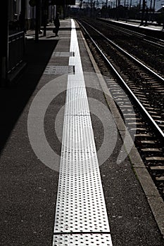 Close up shot of a train Platform