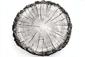 A close-up shot of a tree stump in monochrome