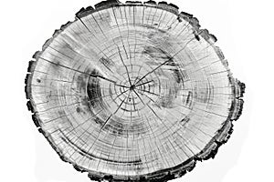 A close-up shot of a tree stump in monochrome