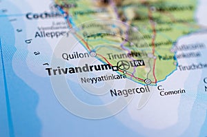 Trivandrum on map photo