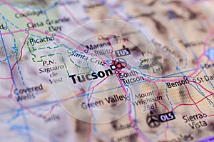 Tucson, Arizona on map photo