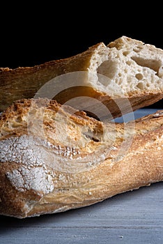 Close up shot of two baguettes of french bread