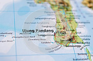 Ujung Pandang on map photo