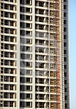 Close-up shot of an unfinished residential building.