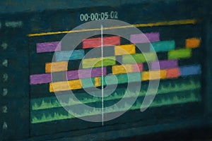 Colorful video editing software interface close up