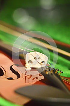 Close up shot of a violin,very soft def of field. blur photo