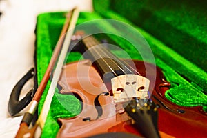 Close up shot of a violin,very soft def of field. blur photo