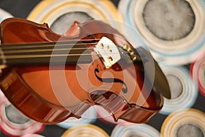 Close up shot of a violin,very soft def of field. blur photo