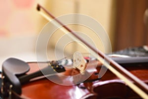 Close up shot of a violin,very soft def of field. blur photo