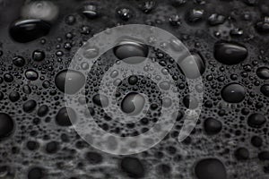Close-up shot of water droplets on a black background